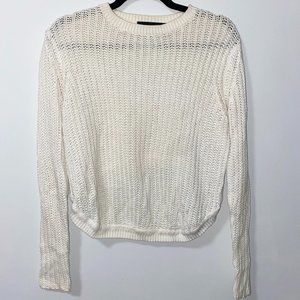 Women's Forever 21 White Knit Cropped Sweater Size Small